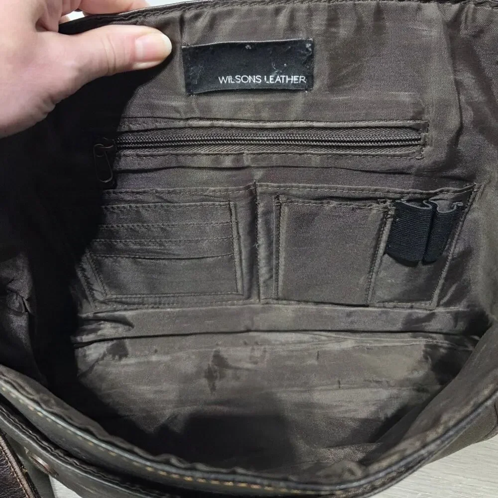Wilson Leather Brown Leather Messenger Laptop Bag
